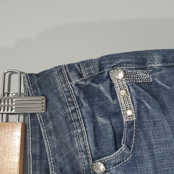 Grace in LA jeans women's size 3 blue silver embroidered pockets jewels capri - Picture 6 of 16